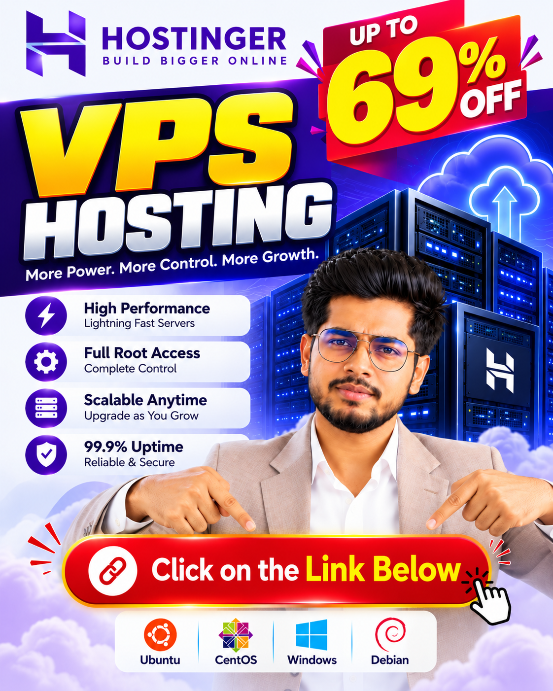 Hostinger VPS coupon code banner for KVM VPS hosting from Conversion Matters
